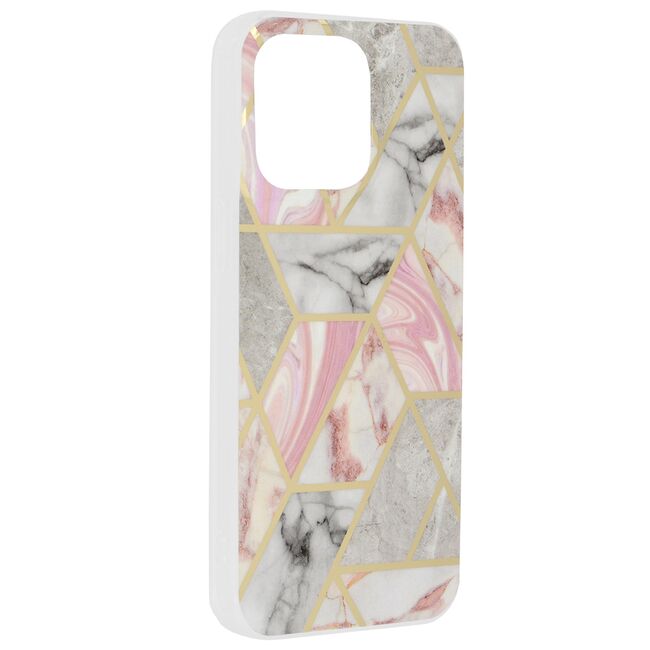 Husa iPhone 15 Pro Max Techsuit Marble, Pink Hex