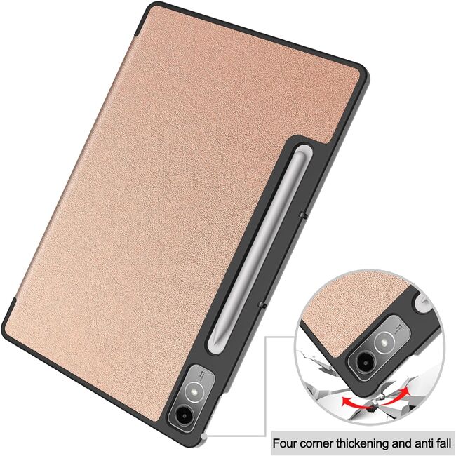 Husa tableta Lenovo Tab P12 12.7 inch functie sleep/wake-up Ultralight de tip stand, rose gold