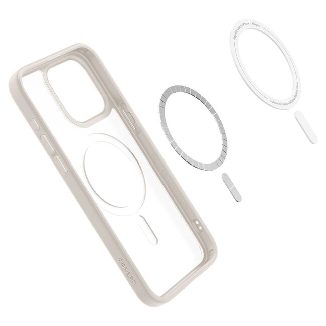 Husa iPhone 15 Pro cu MagSafe Spigen Ultra Hybrid, frost natural titanium