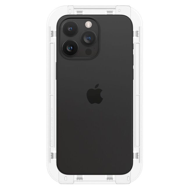 [Pachet 2x] Folie iPhone 15 Pro Max Spigen Glas.tR EZ Fit, negru