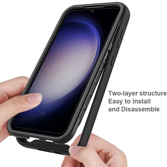 [Pachet 360°] Husa + folie Samsung Galaxy A25 5G Techsuit Defense fata spate, negru