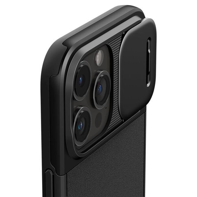 Husa iPhone 15 Pro Spigen Optik Mag Armor, negru