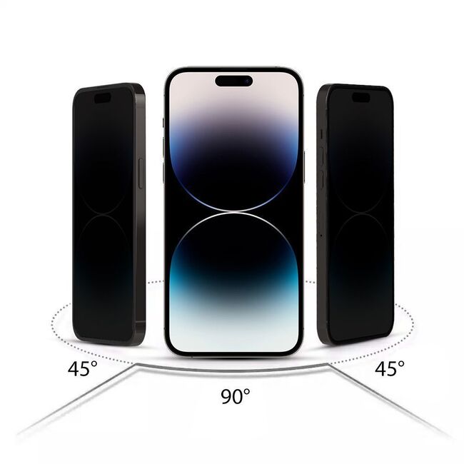 Folie din sticla privacy pentru Samsung Galaxy A15 / A25 GLASS PRO+, margini negre