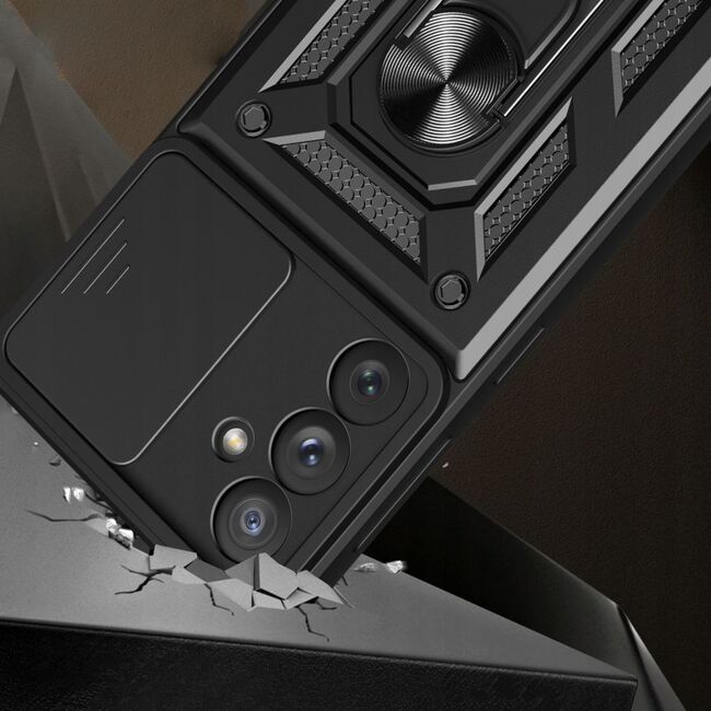Husa pentru Samsung Galaxy A15 cu inel Ring Armor Kickstand Tough, protectie camera (negru)