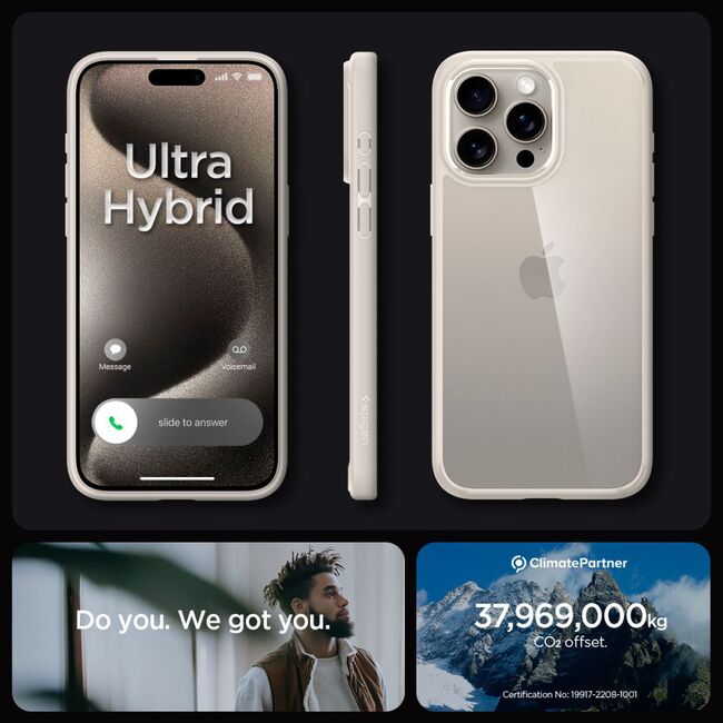Husa iPhone 15 Pro Max Spigen Ultra Hybrid, natural titanium