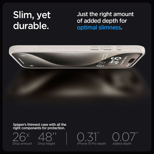 Husa iPhone 15 Pro Spigen Liquid Air, natural titanium