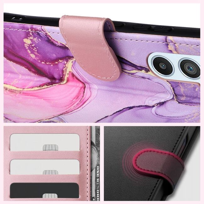 Husa pentru Samsung Galaxy A15 Wallet tip carte, marble