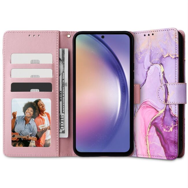 Husa pentru Samsung Galaxy A15 Wallet tip carte, marble