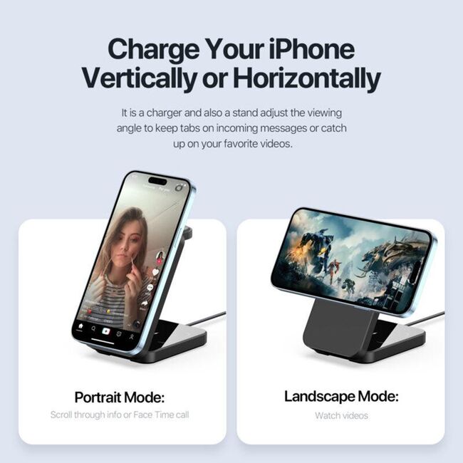Statie de incarcare wireless pentru iPhone Duzzona W17, negru