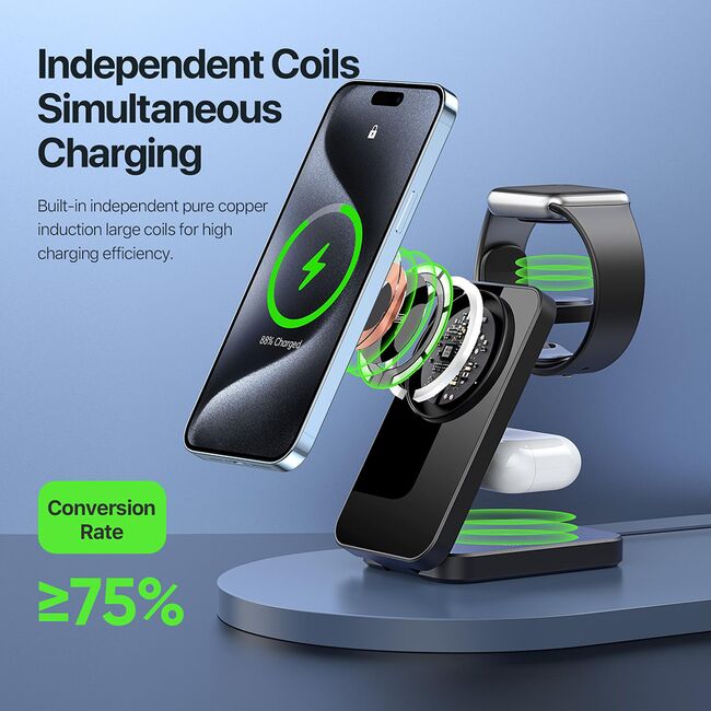 Statie de incarcare wireless pentru iPhone Duzzona W17, negru