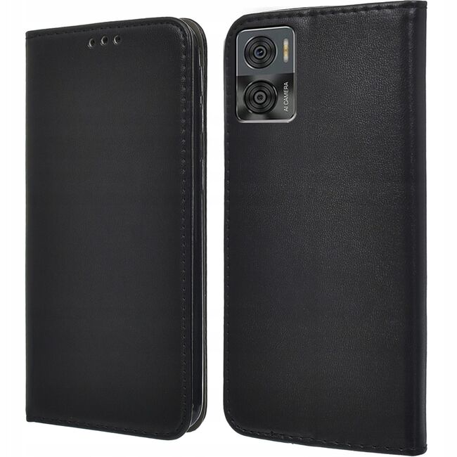 Husa Motorola Moto E22, E22i Wallet tip carte, negru