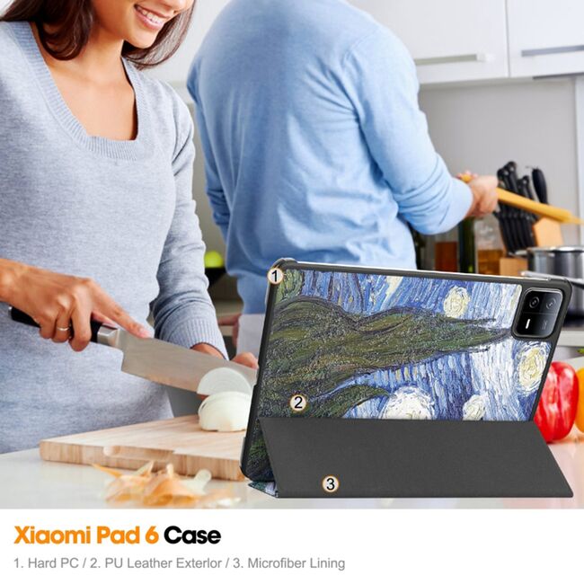 Husa Xiaomi Redmi Pad SE 11 inch, Aiyando UltraSlim de tip stand functie sleep/wake-up - starry night