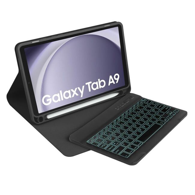 Husa cu tastatura iluminata pentru Samsung Galaxy Tab A9 8.7 inch, negru