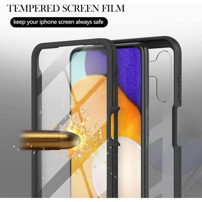 Pachet 360: Husa cu folie integrata Samsung Galaxy A15 fata-spate Defense360 - negru