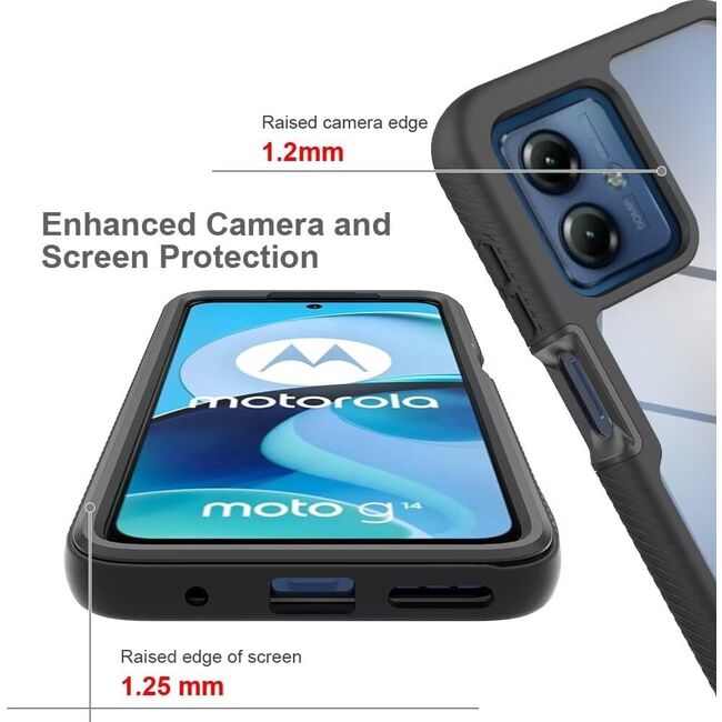 Pachet 360: Husa cu folie integrata pentru Motorola Moto G54, G54 Power Edition Defense360 - negru