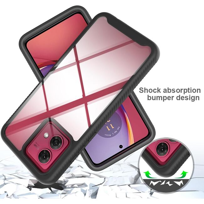 Pachet 360: Husa cu folie integrata pentru Motorola Moto G84 fata-spate Defense360 - negru