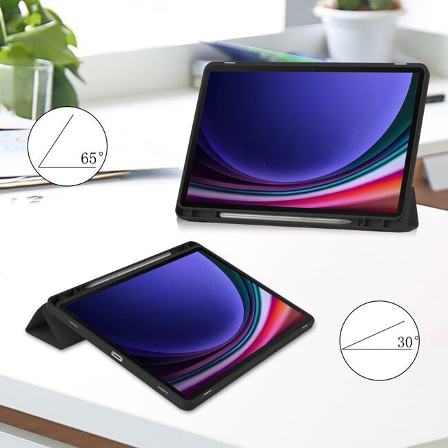 Husa pentru Samsung Galaxy Tab S9 Plus 12.4 inch UltraSlim de tip stand, functie sleep/wake-up si slot pentru S-Pen, negru