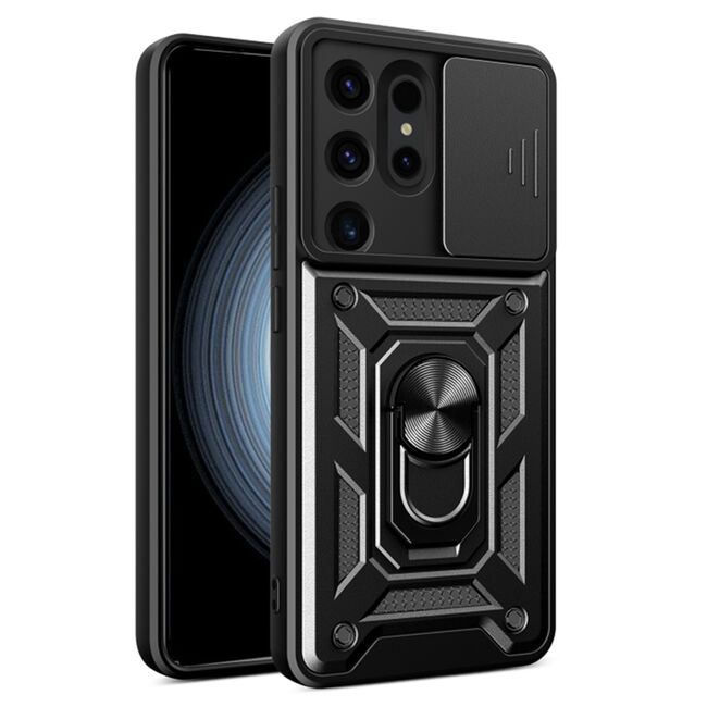 Husa pentru Samsung Galaxy S24 Ultra cu inel Ring Armor Kickstand Tough, protectie camera (negru)