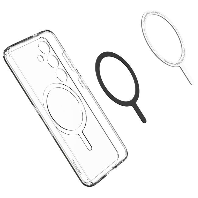 Husa Samsung Galaxy S24 Spigen Crystal Hybrid OneTap Ring MagSafe, alb