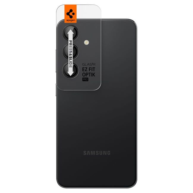 [Pachet 2x] Folie sticla camera Samsung Galaxy S24 Plus Spigen Glas.tR Optik Pro EZ FIT, negru