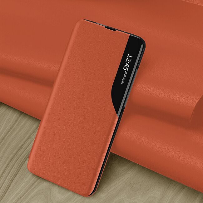 Husa Samsung Galaxy S24 Plus Eco Leather View flip tip carte, portocaliu