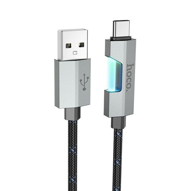 Cablu de date si incarcare USB la USB Type-C Hoco U123, 1.2m, 3A, negru
