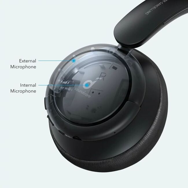 Casti Wireless Over-Ear Anker Soundcore Life Tune, Hybrid Active Noise Cancelling, Deep Bass, MultiPoint, Negru