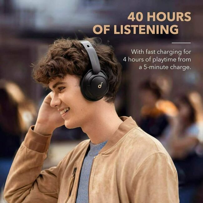 Casti Wireless Over-Ear Anker Soundcore Life Tune, Hybrid Active Noise Cancelling, Deep Bass, MultiPoint, Negru