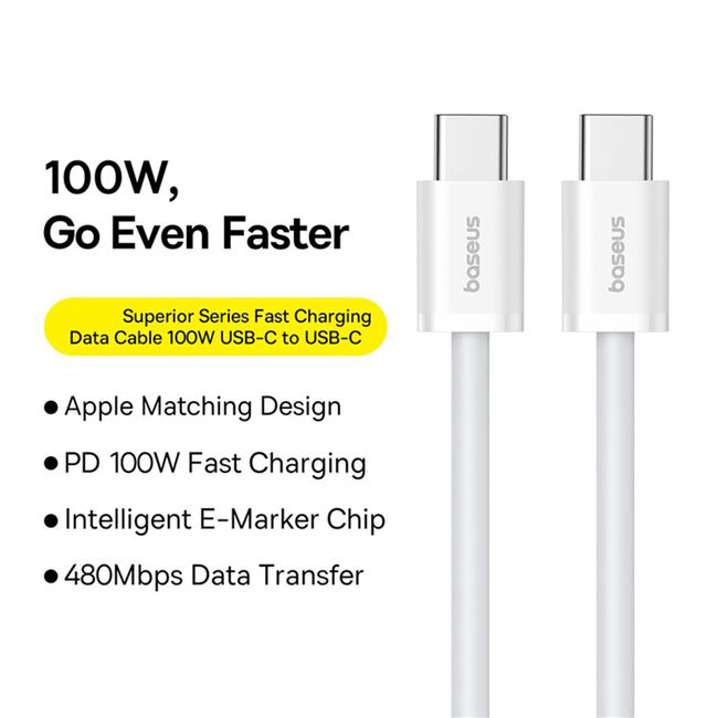 Cablu de date Fast Charging Type-C 100W, 2m Baseus P10365200211-04