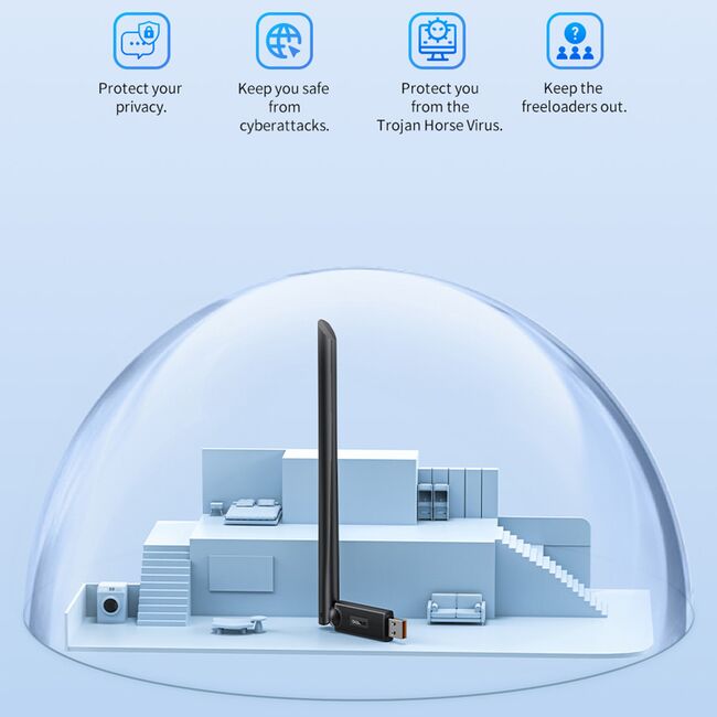 Adaptor Wi-Fi Baseus, 650Mbps, USB, 2.4G/5G, B01317600111-02