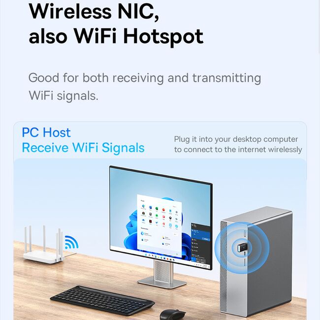 Adaptor Wi-Fi Baseus, USB 650Mbps, B01317600111-04