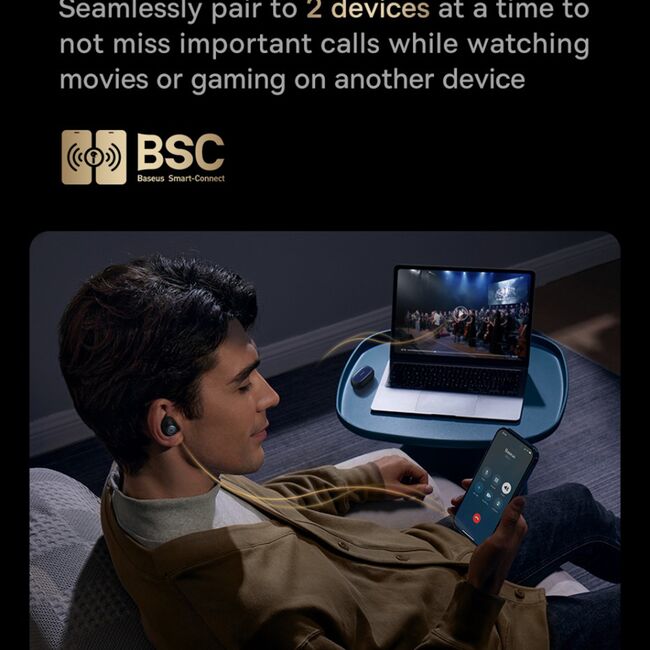 Casti Bluetooth Noise Cancellation Baseus Bowie MA20 Pro, negru