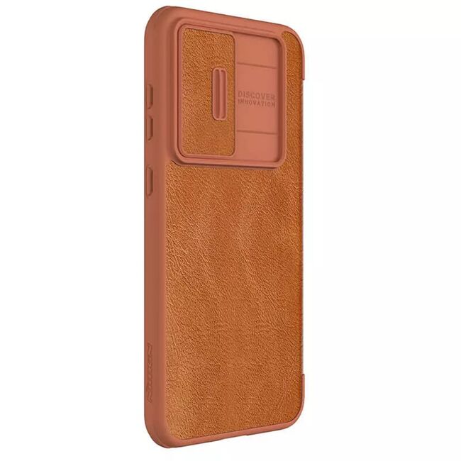 Husa Samsung Galaxy S23 FE Nillkin QIN Pro Leather Case tip carte, maro