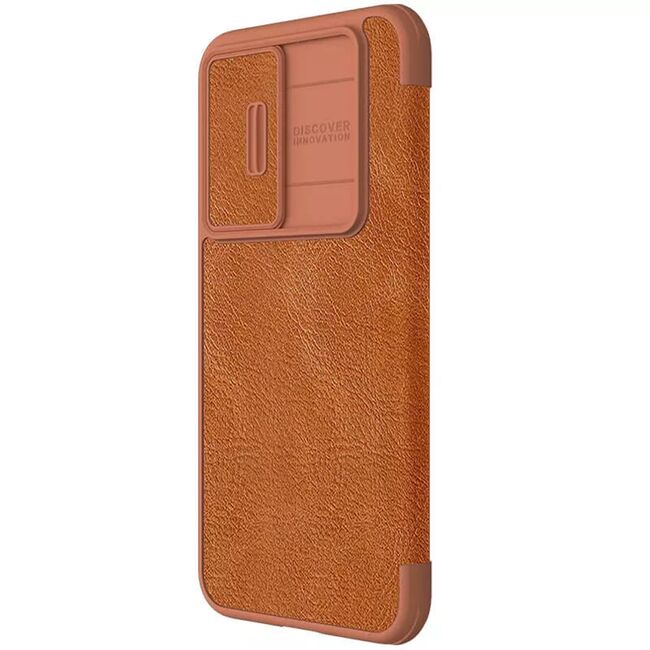 Husa Samsung Galaxy S23 FE Nillkin QIN Pro Leather Case tip carte, maro