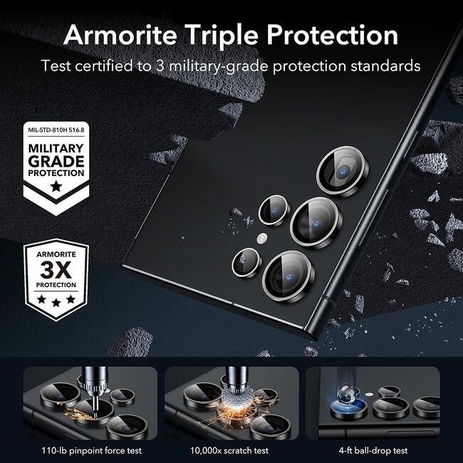 Folie sticla camera Samsung Galaxy S24 Ultra ESR Lens Protector, negru