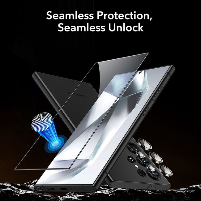 [Pachet 2x] Folie ecran + folie camera Samsung Galaxy S24 Ultra ESR Screen Shield cu aplicator, transparenta