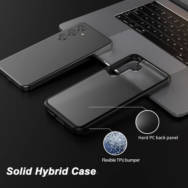 Husa Samsung Galaxy S24 Plus Hard Frosted PC + Soft TPU Bumper, Lightweight, translucent - negru