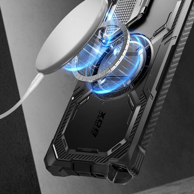 [Pachet 360°] Husa cu folie integrata Samsung Galaxy S24 Ultra I-Blason Armorbox MagSafe, negru