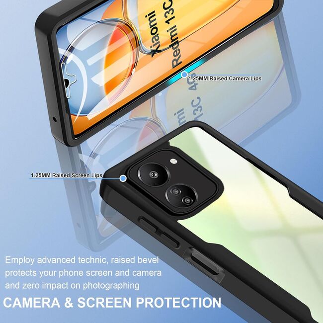 Pachet 360: Folie integrata + Husa pentru Xiaomi Redmi 13C Cover360 fata spate - negru