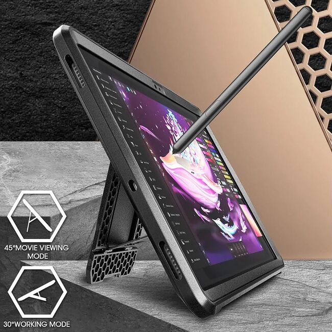Pachet 360: Husa cu folie integrata Samsung Galaxy Tab S9 Supcase Unicorn Beetle Pro, negru