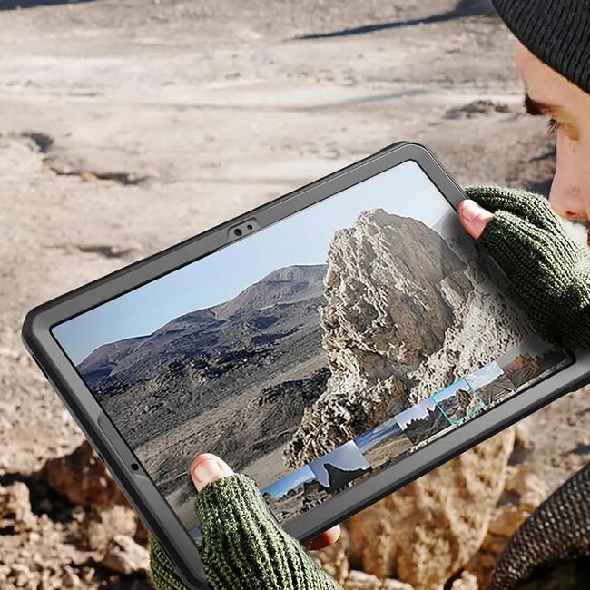 Pachet 360: Husa cu folie integrata Samsung Galaxy Tab S9 FE Supcase Unicorn Beetle Pro, negru