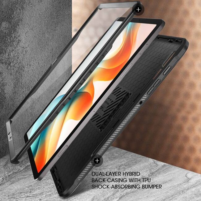 Pachet 360: Husa cu folie integrata Samsung Galaxy Tab S9 Plus Supcase Unicorn Beetle Pro, negru