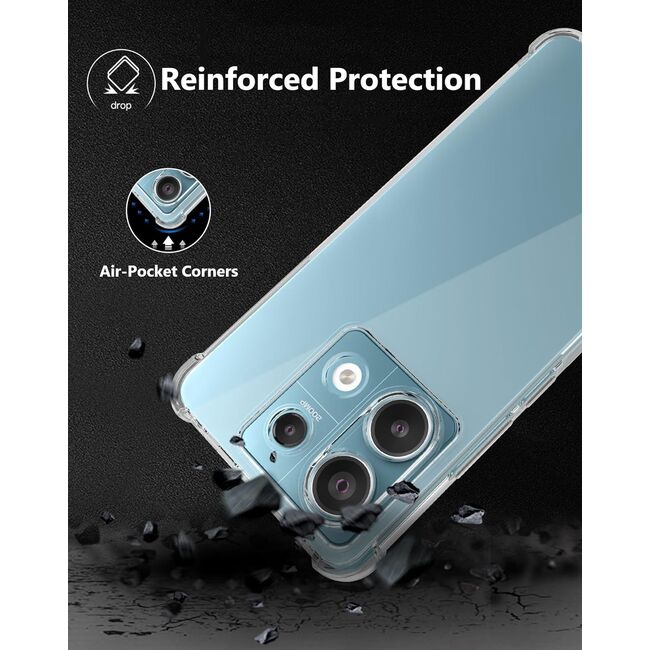 Pachet 360: Folie din sticla + Husa Xiaomi Redmi Note 13 Pro 5G Anti-Shock 1.5 mm, reinforced 4 corners, clear