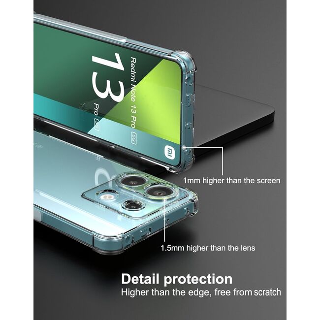 Pachet 360: Folie din sticla + Husa Xiaomi Redmi Note 13 Pro 5G Anti-Shock 1.5 mm, reinforced 4 corners, clear