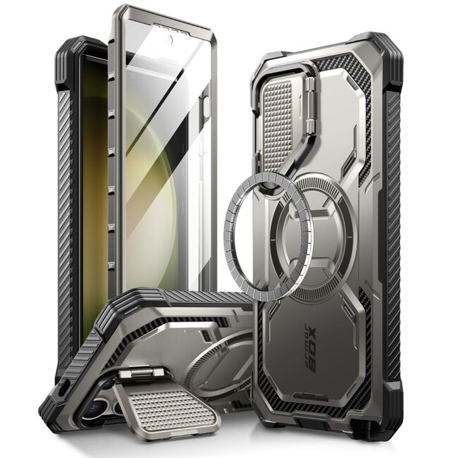 [Pachet 360°] Husa cu folie integrata Samsung Galaxy S24 Ultra I-Blason Armorbox MagSafe, titan gray