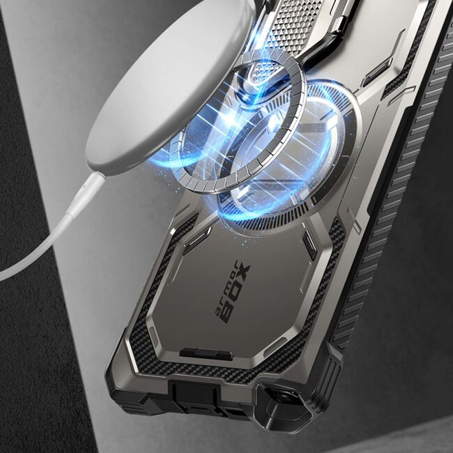 [Pachet 360°] Husa cu folie integrata Samsung Galaxy S24 Ultra I-Blason Armorbox MagSafe, titan gray