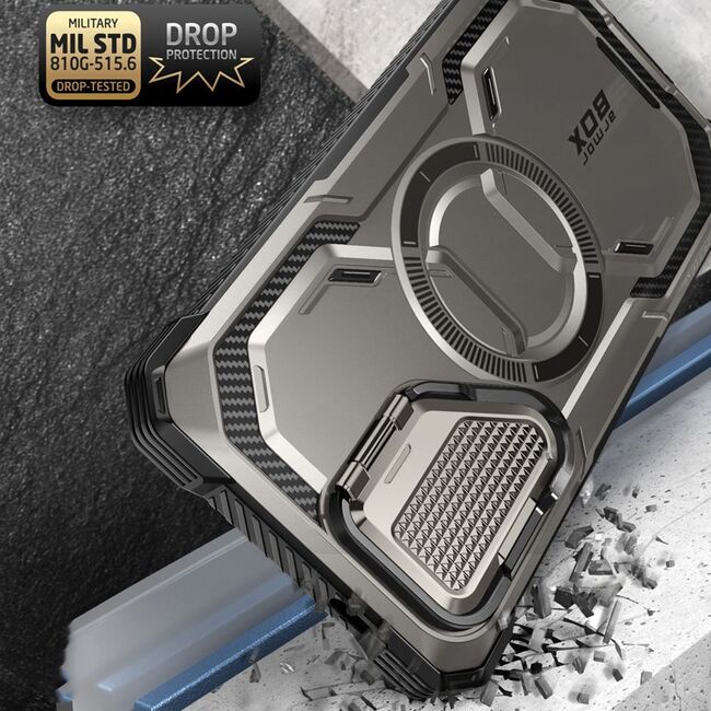 [Pachet 360°] Husa cu folie integrata Samsung Galaxy S24 Ultra I-Blason Armorbox MagSafe, titan gray