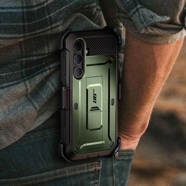 Pachet 360: Husa cu folie integrata Samsung Galaxy S24 Supcase Unicorn Beetle Pro, guldan