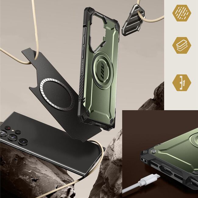 Husa Samsung Galaxy S24 Ultra Supcase Unicorn Beetle XT MagSafe, guldan