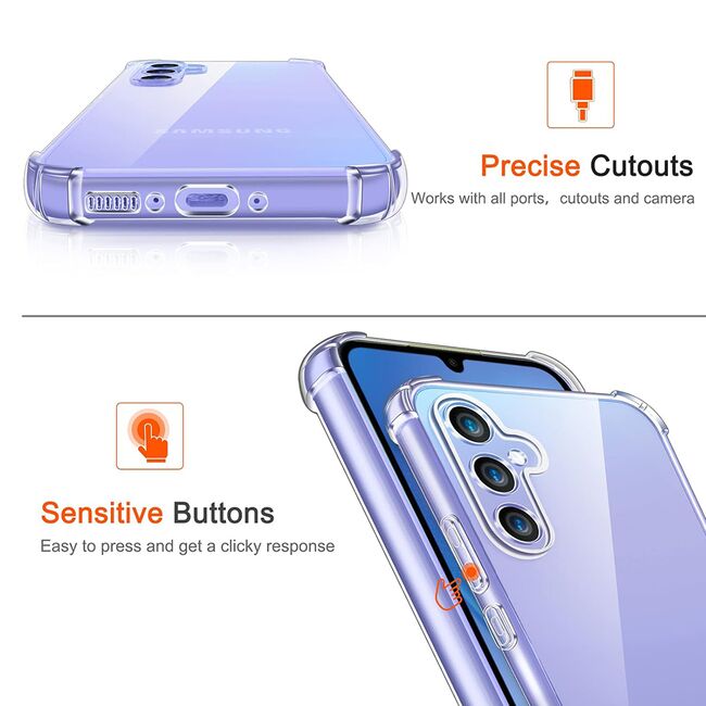 Pachet 360: Folie din sticla + Husa pentru Samsung Galaxy A55 5G Anti-Shock 1.5mm, reinforced 4 corners, transparent